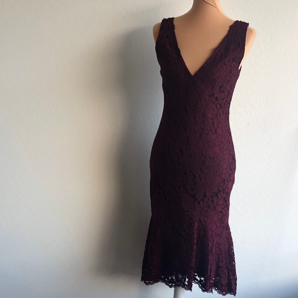 BHLDN Lace Midi Dress Burgundy Size 8